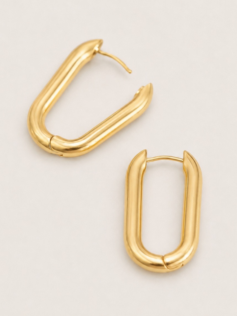 New! Gold Classic Oblong Hoop Earrings NWOT 2009